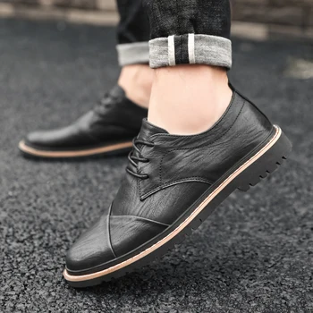 

Men Casual Shoes leather lace up Loafers Men Shoes outdoor fashion Leather Shoes Men Flats breathable comfortable Shoes