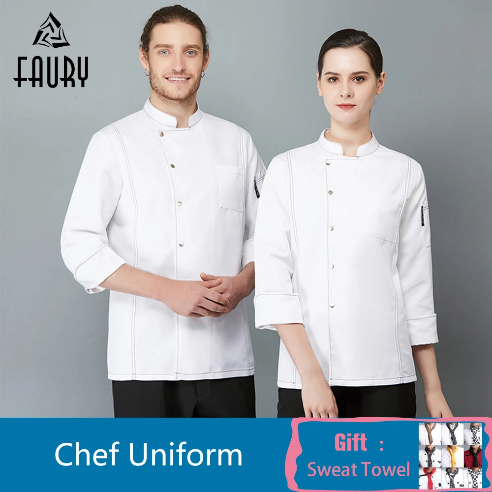 

Long Sleeve Head Chef Uniform Food Service Hotel Restaurant Kitchen Cuisine Bakery Cook Workwear Comfortable Waiter Overalls
