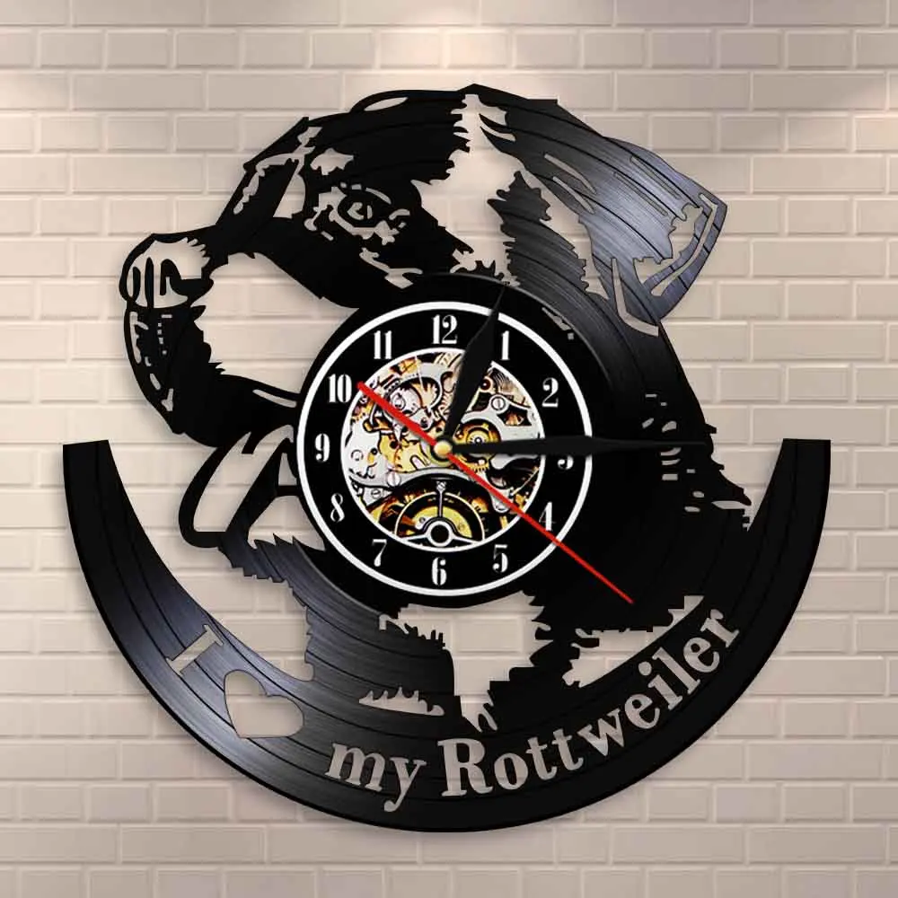 Я люблю Ротвейлер ротти любовь Домашний декор настенные часы немецкая собака порода Ротвейлер Виниловая пластинка настенные часы собака Pet Shop подарок
