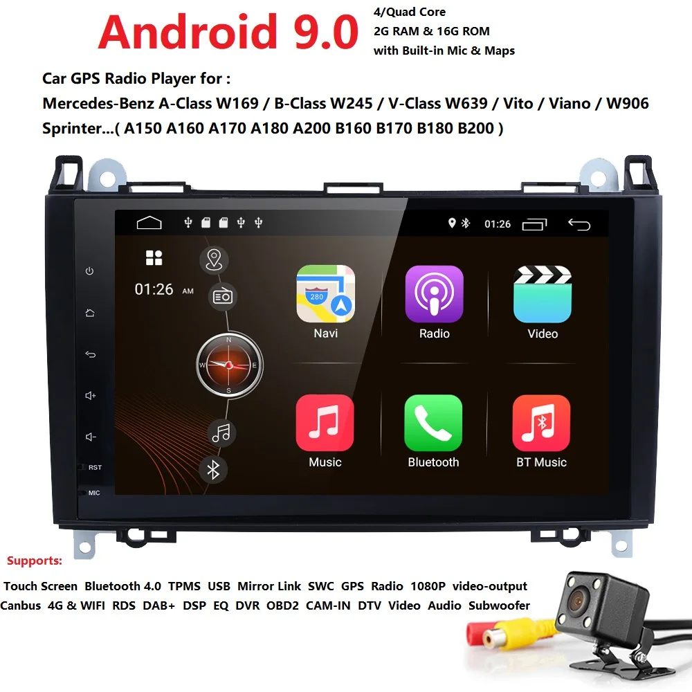 Hizpo автомобильный мультимедийный плеер gps Android 9 0 2 Din без DVD Automotivo для Mercedes