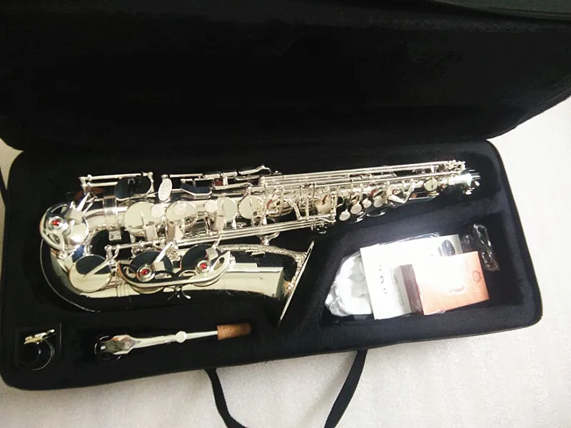 New Arrival Alto Eb Saxophone Brass Silver Plated Alto Sax E Flat Musical Instrument With Nylon Case Mouthpiece and Hard box