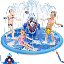 170cm Summer Outdoor Lawn Sea Shark Inflatable Water Spray Kids Sprinkler Interactive Play Game Pad Mat Tub Bath Toys Water Game