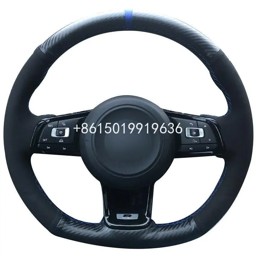 Black Carbon Fiber Suede Car Steering Wheel Cover for Volkswagen Golf 7 GTI | Автомобили и мотоциклы