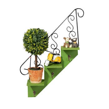 

Metal wrought iron stair wall hanging American living room flower rack wrought iron shelf high definition mirror wall ha