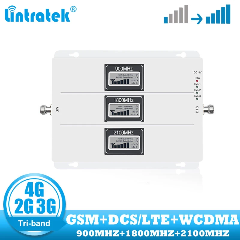 Lintratek трехдиапазонный сотовый ретранслятор GSM 900 UMTS 2100 1800 усилитель сигнала