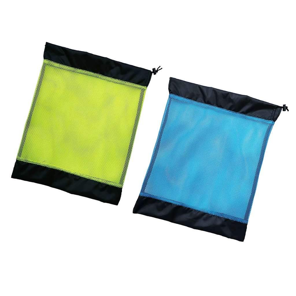 Упаковка из 2 сетчатых мешков на шнурке для подводного плавания и аксессуаров для дайвинга, легкие и портативные