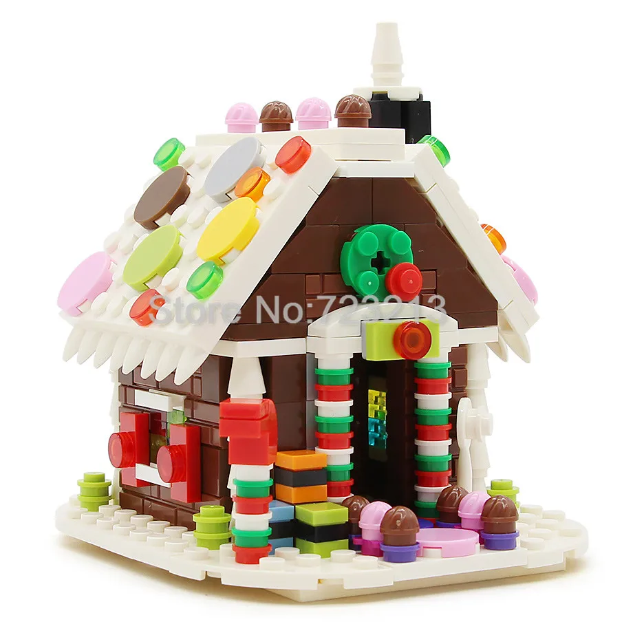 

Christmas Scene Gingerbread House MOC Building Bricks Block Kids Model Set Handmade Educational Toys for Children