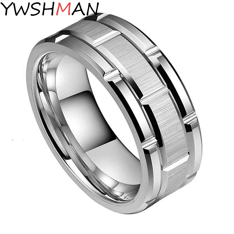 Elegant Brushed Stainless Steel & Tungsten Wedding Band, 8mm - Versatile Couples Jewelry in Three Timeless Colors
