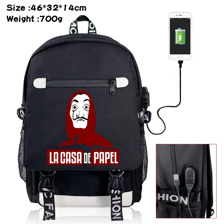 La Casa De Papel Backpack Men Women Shoulder Bag Travel Shoulder Bag Casual Laptop Bags Paper House School Backpack Bagpack