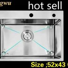 Кухонная раковина прочная 3 мм Толстая пищевая 304 нержавеющая сталь ручной один слот Горячая 520x430 мм