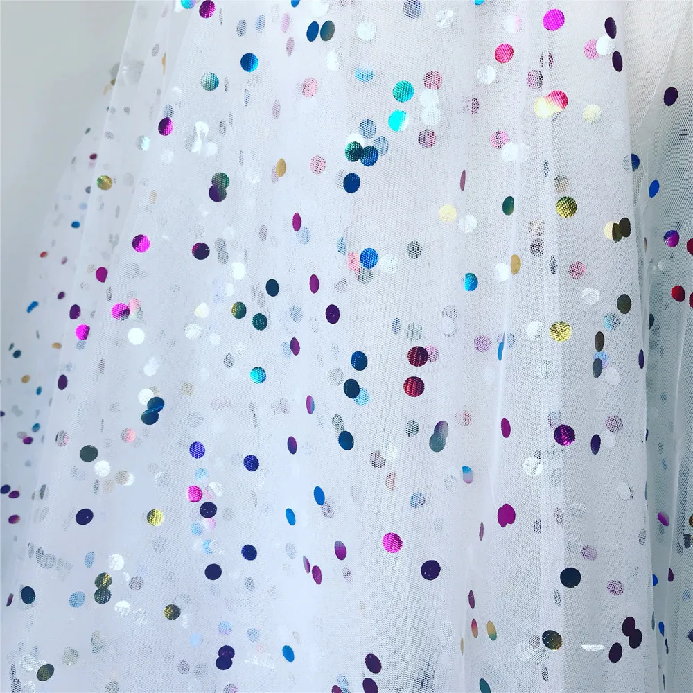 

3 Yards Beautiful Colorful Tulle Mesh Lace Fabric Polka Dot Gauze Fabric For Girls/Prom Dress, Tutu dress, Wedding Party Decor