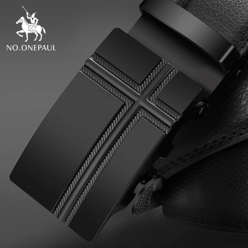 NO. ONEPAUL брендовый Модный черный ремень натуральной кожи с автоматической пряжкой мужские ремни из коровьей кожи 3,5 см ширина WQE789 - Цвет: HS05
