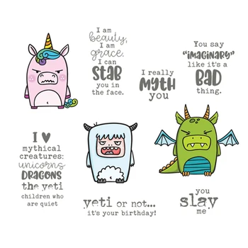 

Mythical Animals Clear Stamps With Metal Cutting dies for DIY Scrapbooking Paper Cards Silicone Transparent Stempels Seal New