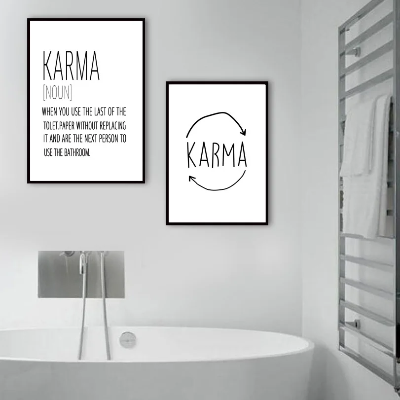 Туалетная бумага Karma скандинавские плакаты и принты настенные художественные картины на холсте Черно-белые настенные картины для декора гостиной ванной комнаты