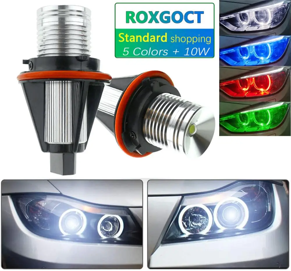 Светодиодный фонарь для глаз ангела ROXGOCT 5 цветов 10 Вт BMW E39 M5 E53 X5 E60 E61 E63 E64 M6 E65 E66 E83 X3