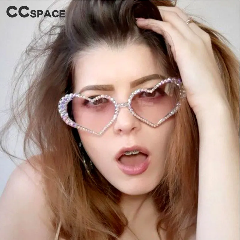 47119 Luxury Diamond Sunglasses Women Heartshaped Fashion Shades Uv400 Vintage Glasses
