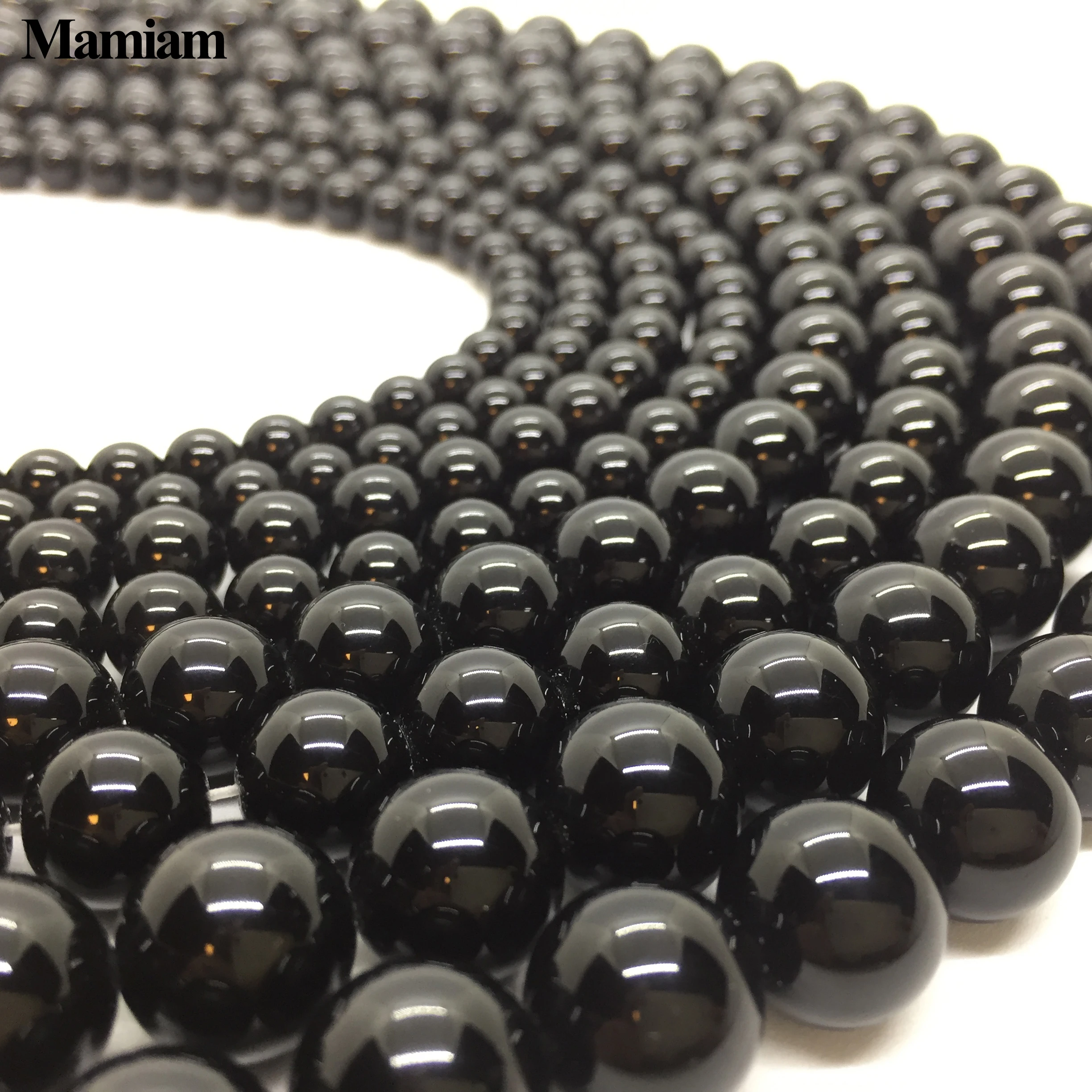 

Mamiam Natural A Black Obsidian Beads 6-12mm Smooth Round Loose Stone Diy Bracelet Necklace Jewelry Making Gemstone Gift Design