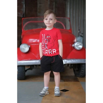 

Set: T-shirt and shorts KAFTAN "Dinosaur" p. 34 (122-128), red, black
