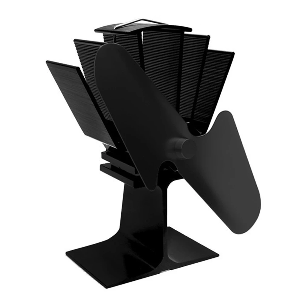 

2 Blades Low Noise Winter Fireplace Wood Burner Eco-friendly Practical Stove Fan Warm Aluminum Alloy Mini Heat Powered Home