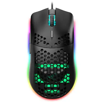 

J900 Honeycomb Hollow USB RGB Backlit 6400DPI Wired Gaming Mouse for PC Laptop Colors LED Light 6400DPI Adjustable ABS