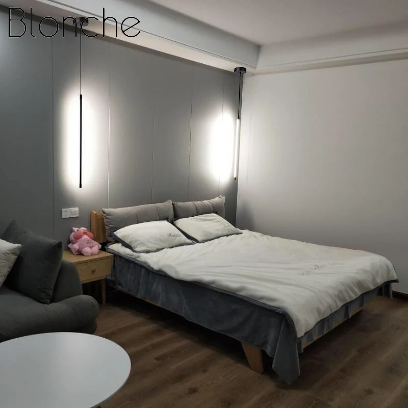 

Modern Minimalism Line Chandelier Bedside Living Room Bedroom Chandelier Geometric Striped Chandelier LED Ceiling Pendant Light