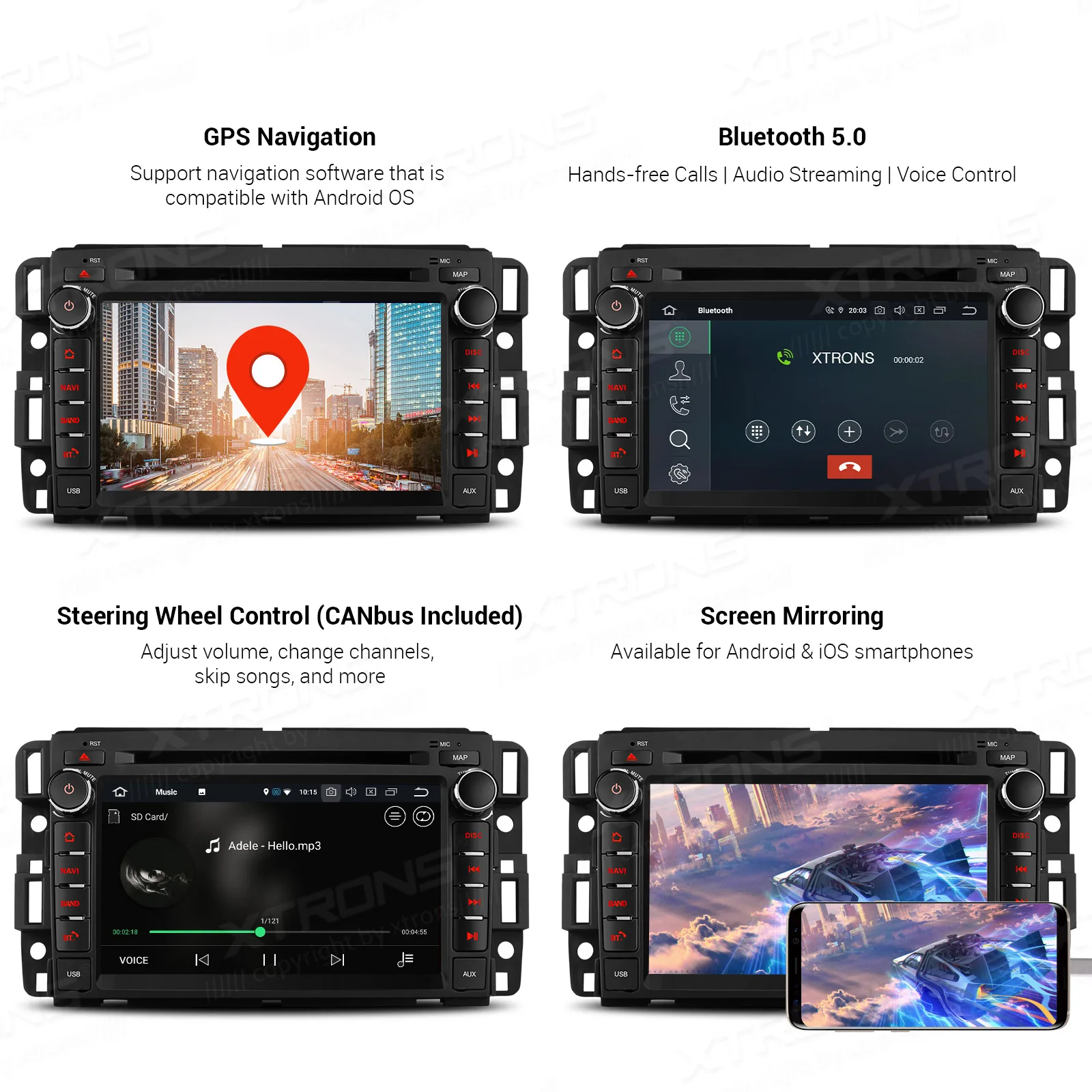 Sale XTRONS 7"Android 9.0 Octa Core 4G RAM 64G ROM Car DVD Multimedia GPS System Fit for Chevrolet for Buick for GMC for HUMMER 2