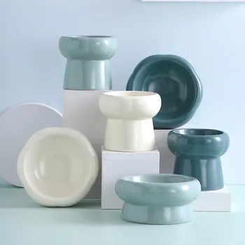 

1PC Pet Bowl Cute Cartoon Pet Feeder High-foot Single Mouth Skidproof Ceramic Dog Cat Food Bowls Pets Drinking Feeding Container