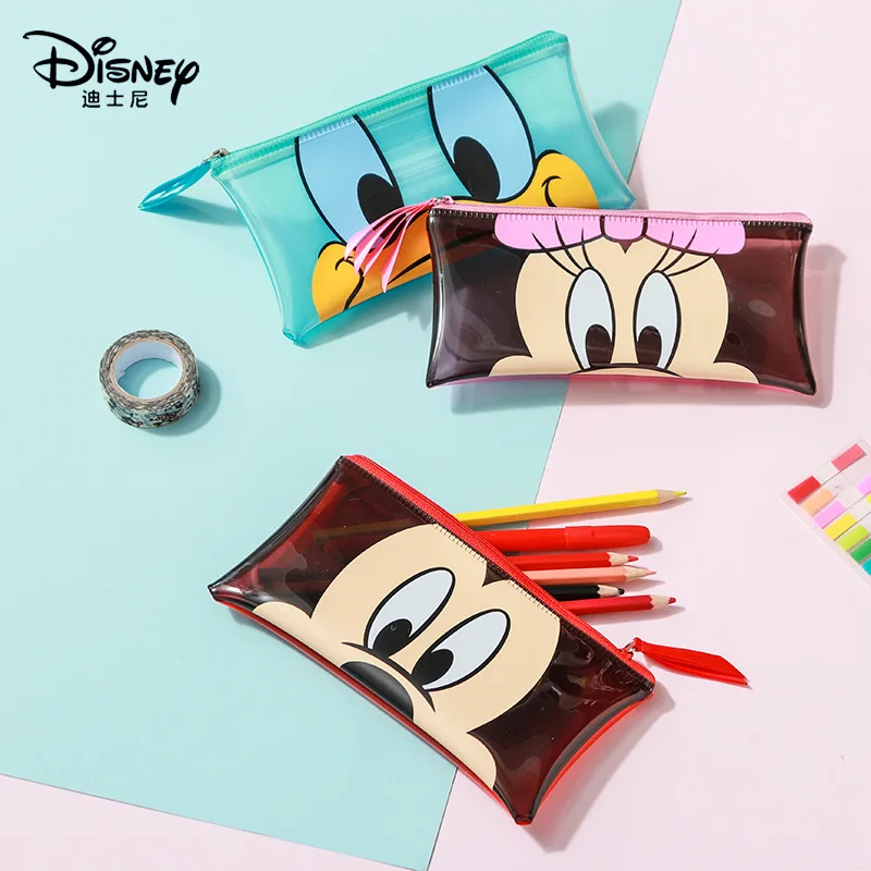 

Original Disney Genuine Cartoon Fashion Pvc Transparent Pencil Case Large Capacity Student Stationery Practical Pencil Case