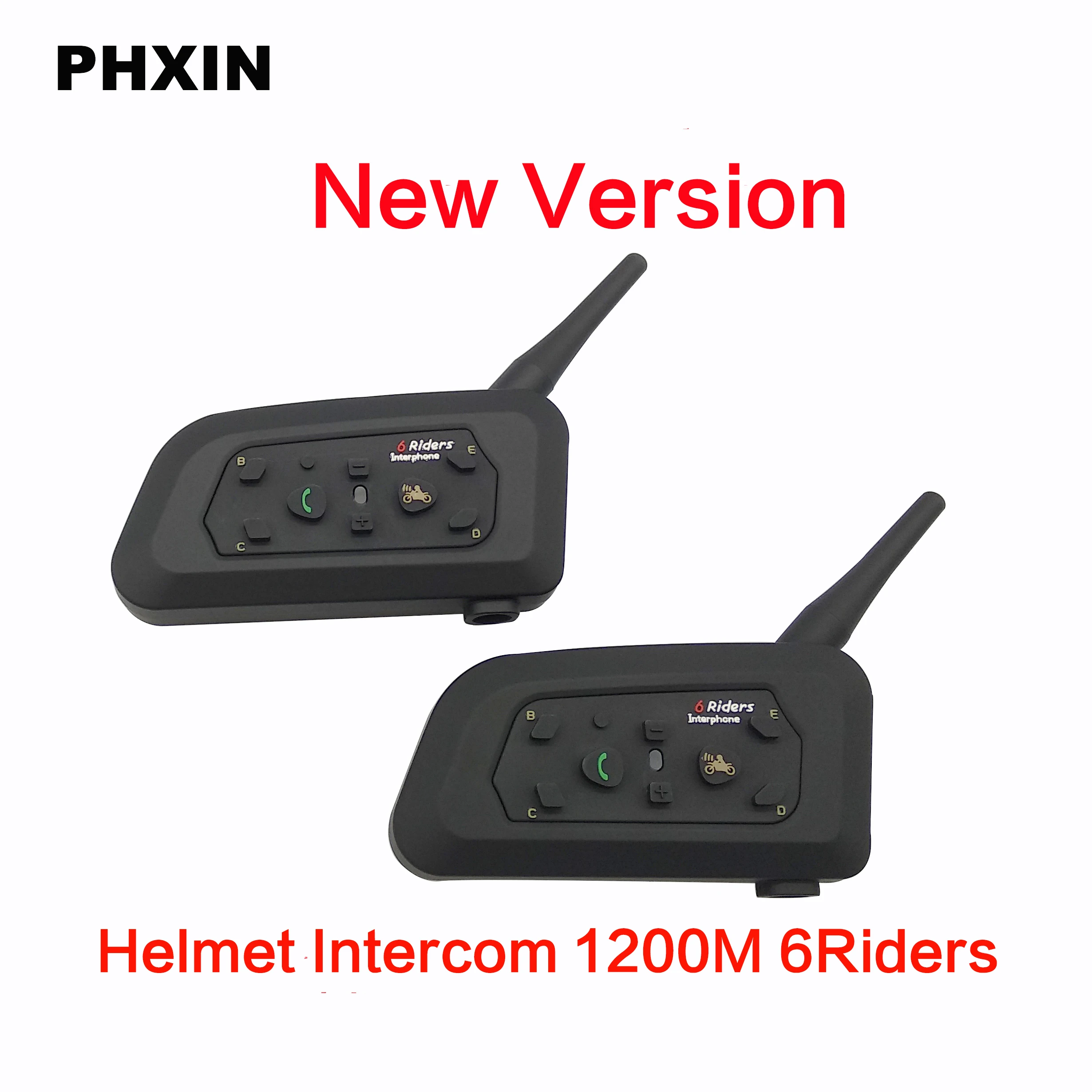 2 шт. V6 Интерком мотоциклетный шлем гарнитура Bluetooth 6 всадников 1200 м BT беспроводная