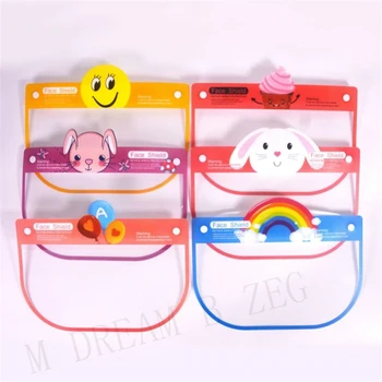 

50Pcs/Lot Cartoon Pictures Anti-fog Safety Child Face Shield Transparent Anti-spitting Splash Clear ECO PET Reusable