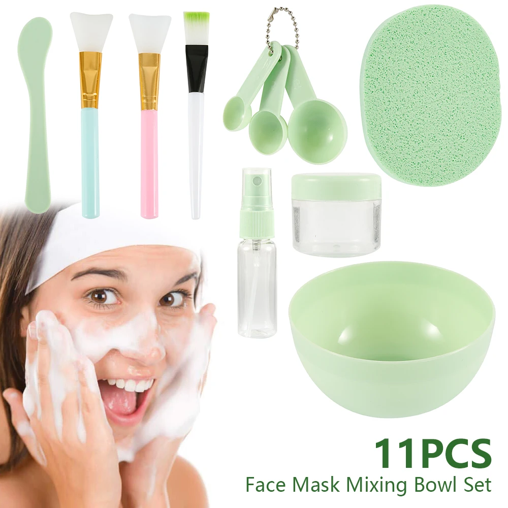 

Face Mask Mixing Bowl Set DIY Facial Beauty Cosmetic Makeup Tool with Brush Mixed Stir Spatula Stick Measuring Spoon Kit