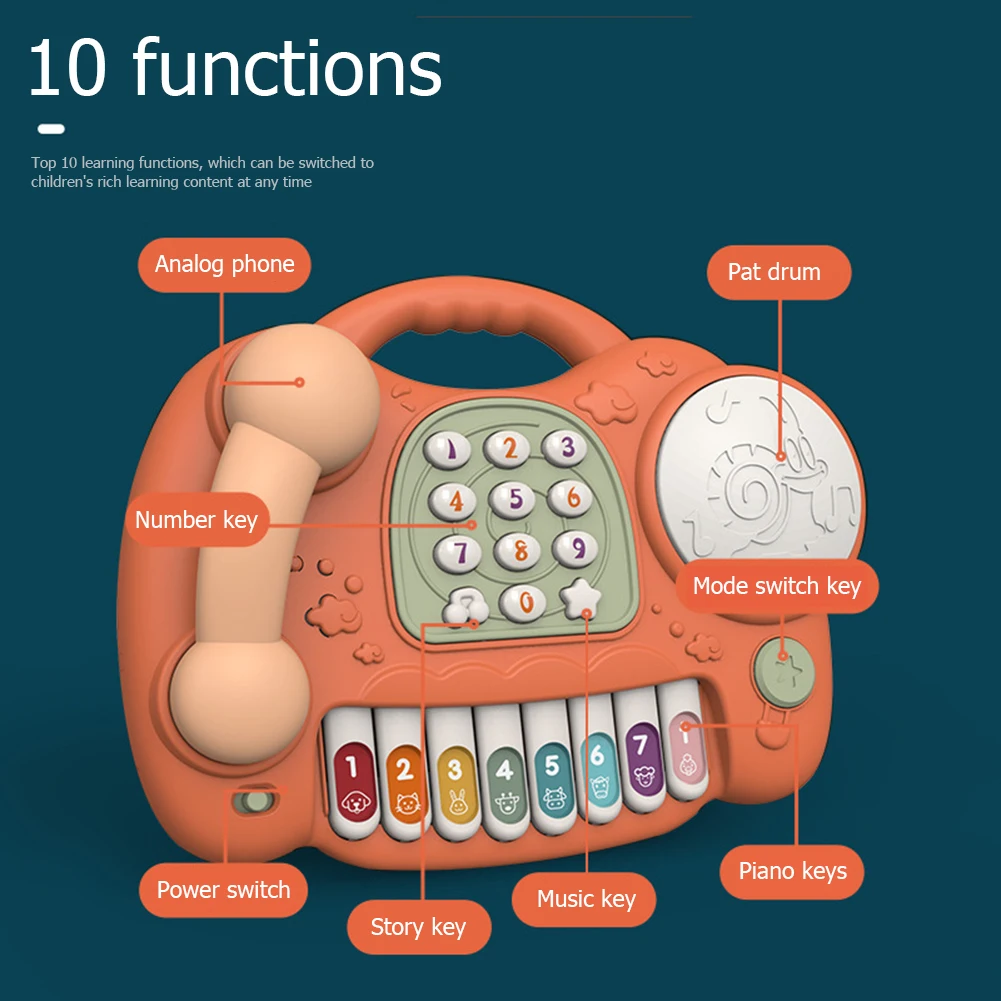 Teléfono de juguete para niños, rompecabezas multifuncional para niños y niñas, Educación Temprana, sonido ligero, Música, Piano
