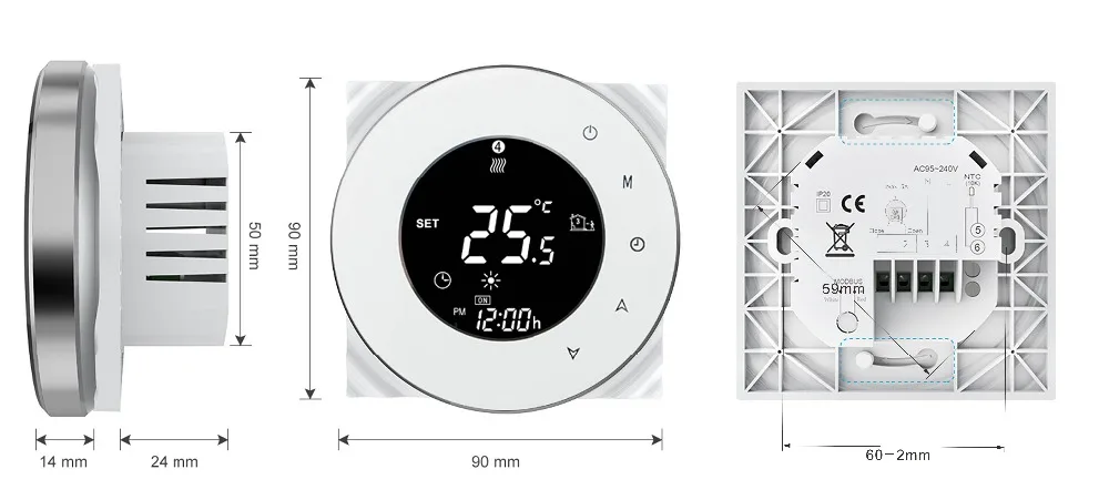 95-240VAC WIFI thermostatic radiator valve thermostat google home control for floor heating 3A Electric actuator