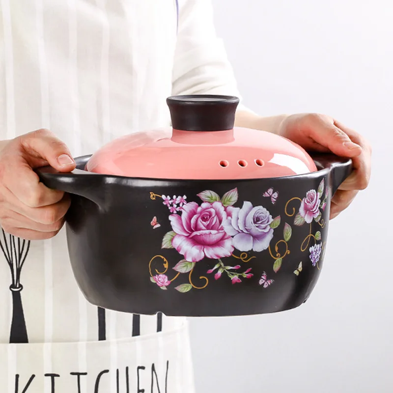 

Earthenware Pot High-temperature Resistant Stew Pot Ceramic Mini Small Casserole Soup Rice Stewing Pot Open Fire Household Fuel