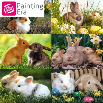 

2020 NEW arrival Diamond Embroidery Animal rabbit 5D DIY Full Round Diamond Painting Cross Stitch Diamond Mosaic gift Decor home