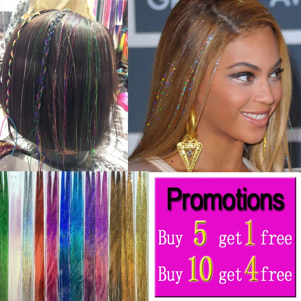 37 150Strands/pcs Hair Tinsel Bling 14 Colors For Women Girls Hairstyling