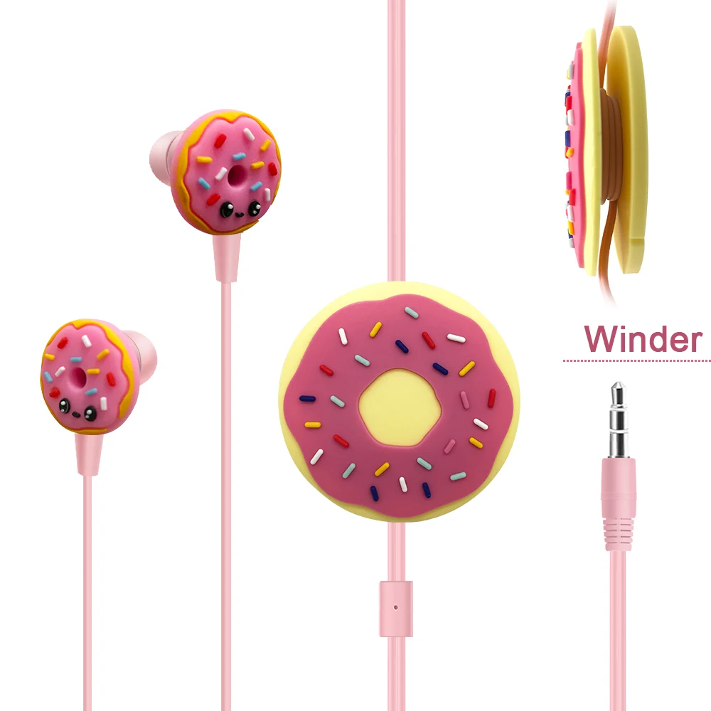 Cute Donut Wired Earphones Children Kids Music In-ear Erabuds Earphone 3.5mm Jack Universal For iPhone Xiaomi Samsung MP3 4 - Цвет: Donut Earphones