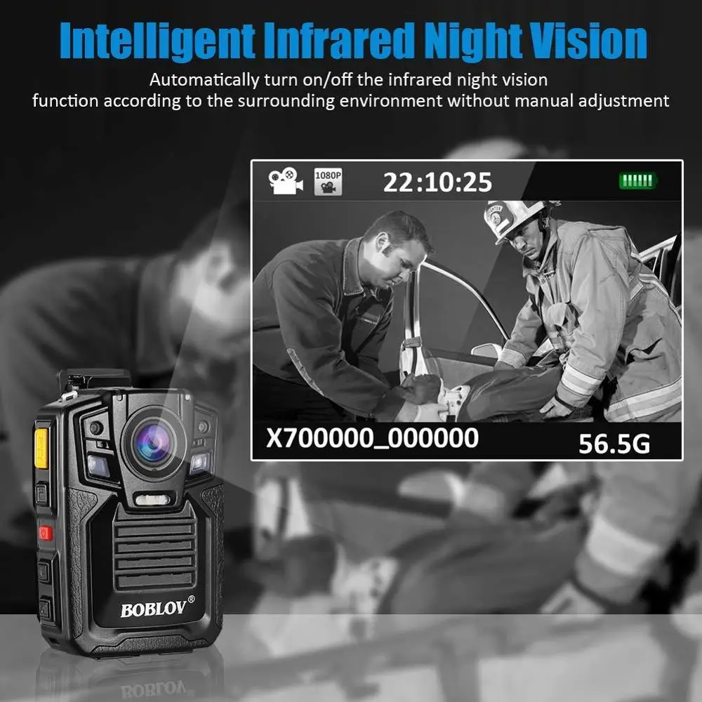  BOBLOV HD66-02 1290P Body Worn Camera Police cam 32GB/64GB Security IR Infrared Lens mini Wearable 