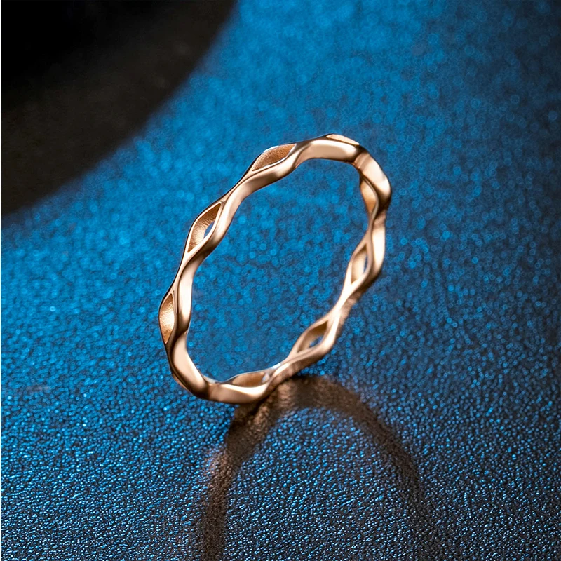 Rose Gold хвост кольцо женские тонкие кольца модное из нержавеющей стали простые