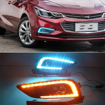 

CSCSNL 1 Pair Turn Signal style Relay 12V car LED DRL Daytime Running Lights with fog lamp hole for Chevrolet Cruze 2016 2017