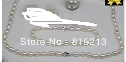 

2set white black 'Freshwater Pearl Earring bracelet Necklace