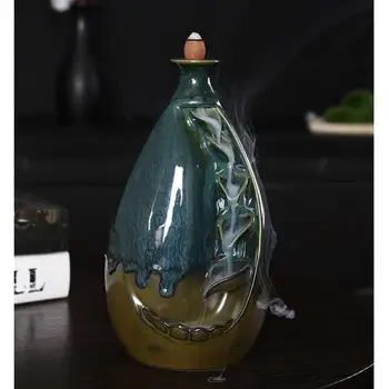 

Vase Shape Incense Stick Holder Smoke Waterfall Backflow Incense Ceramic Censer Use In Buddha Hall Home Teahouse Meditation