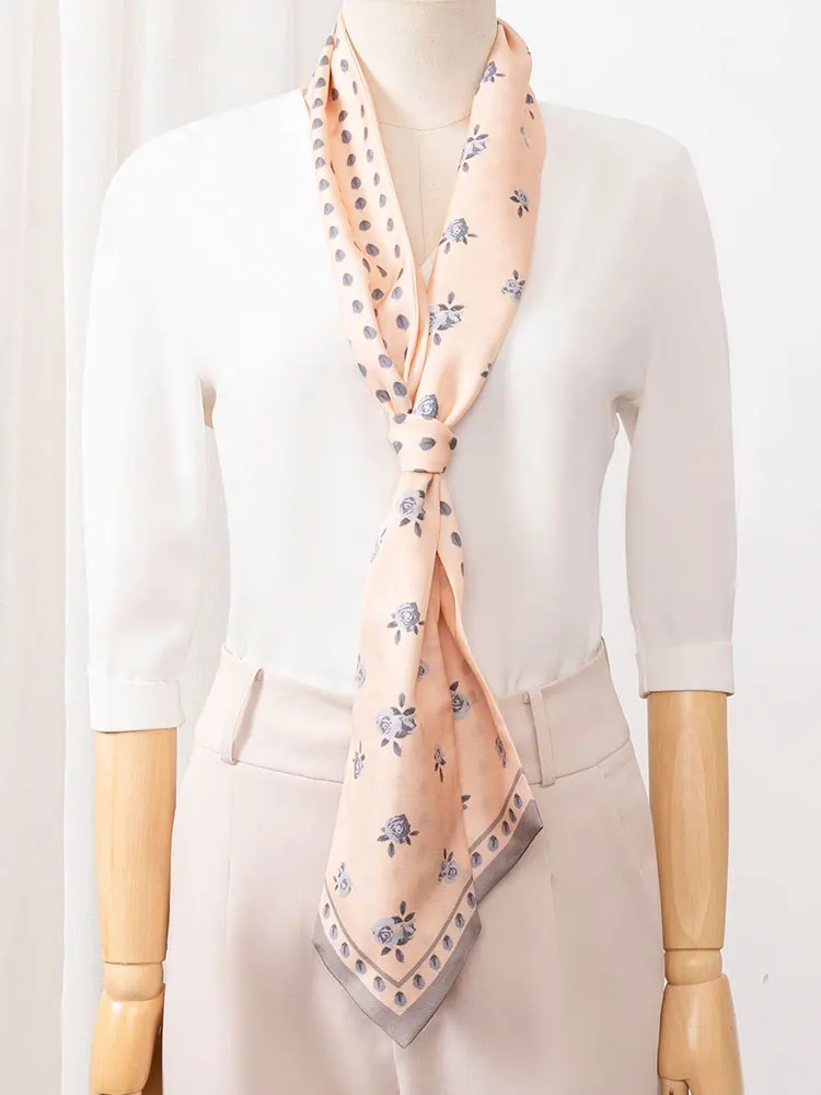 100% Real Silk Long Scarf For Women Twillon Neckerchief 2021 Luxury Bufandas Silk Scarf Printed Headband Foulard Femme 155x12cm