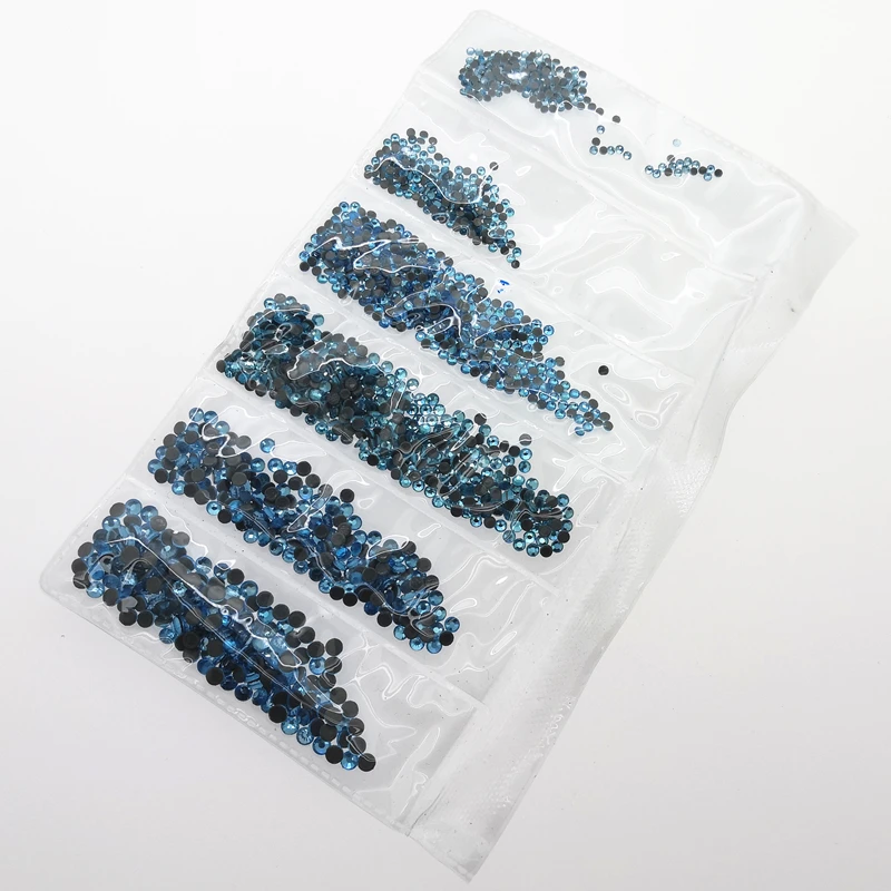 Aquamarine TopStone 1600 шт./лот, смешанные размеры SS4~ SS12, горячая фиксация, стразы с плоской задней стороной, 6 размеров s для рукоделия, клей для дизайна ногтей, Кристальное украшение - Цвет: Aquamarine