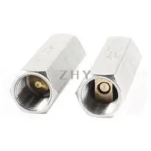 2 x Серебряный тон 8,8 мм 1/8PT женский резьбовой воды прямой односторонний обратный клапан