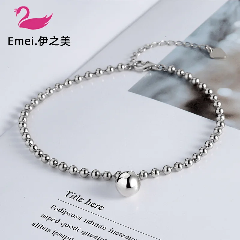 

Korean-style INS-Style S925 Fine Silver Anklet Women's Tennis Red Cool Simple Versatile round Beads Beaded Bracelet Anklet Foot