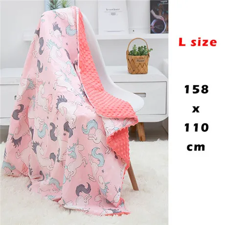 Pink sky horse L 1pc For Newborn Baby Soft Cotton Indoor Blanket Flannel Fleece Swaddling Cartoon Decoration Baby Bedding Blanket Stroller Wrap - Цвет: Pink sky horse L