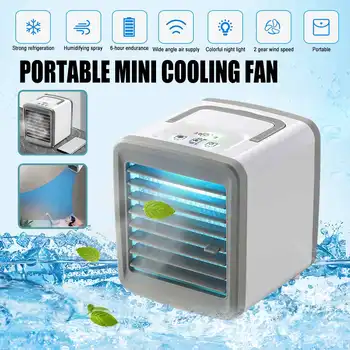 

Mini USB Rechargeable Air Cooler Fan Air Conditioner 7 Colors Light Desktop Air Cooling Fan Humidifier Purifier Office Bedroom