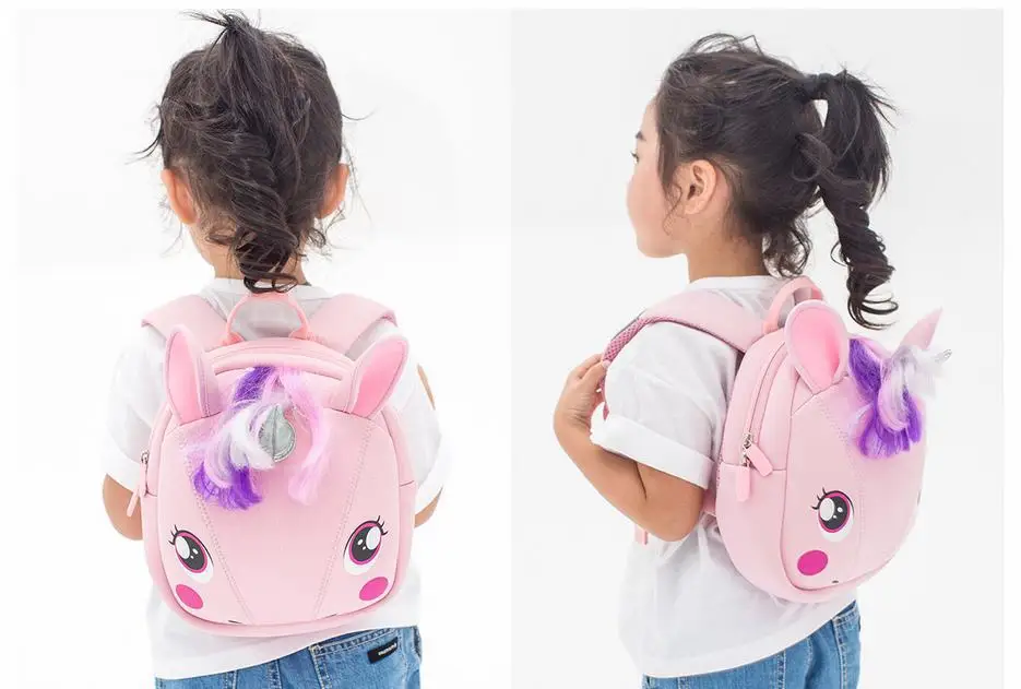 3D мультфильм животных Единорог неопрена школьная сумка мальчик студент ребенок детский сад ортопедическая сумка для девочек детей mochila рюкзак