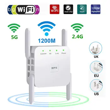 

2.4G/5G Wifi Repeater Wifi Extender 1200M Wifi Amplifier Wireless Long Range WiFi Booster Wi-Fi Repeater Signal Wi-fi Extender